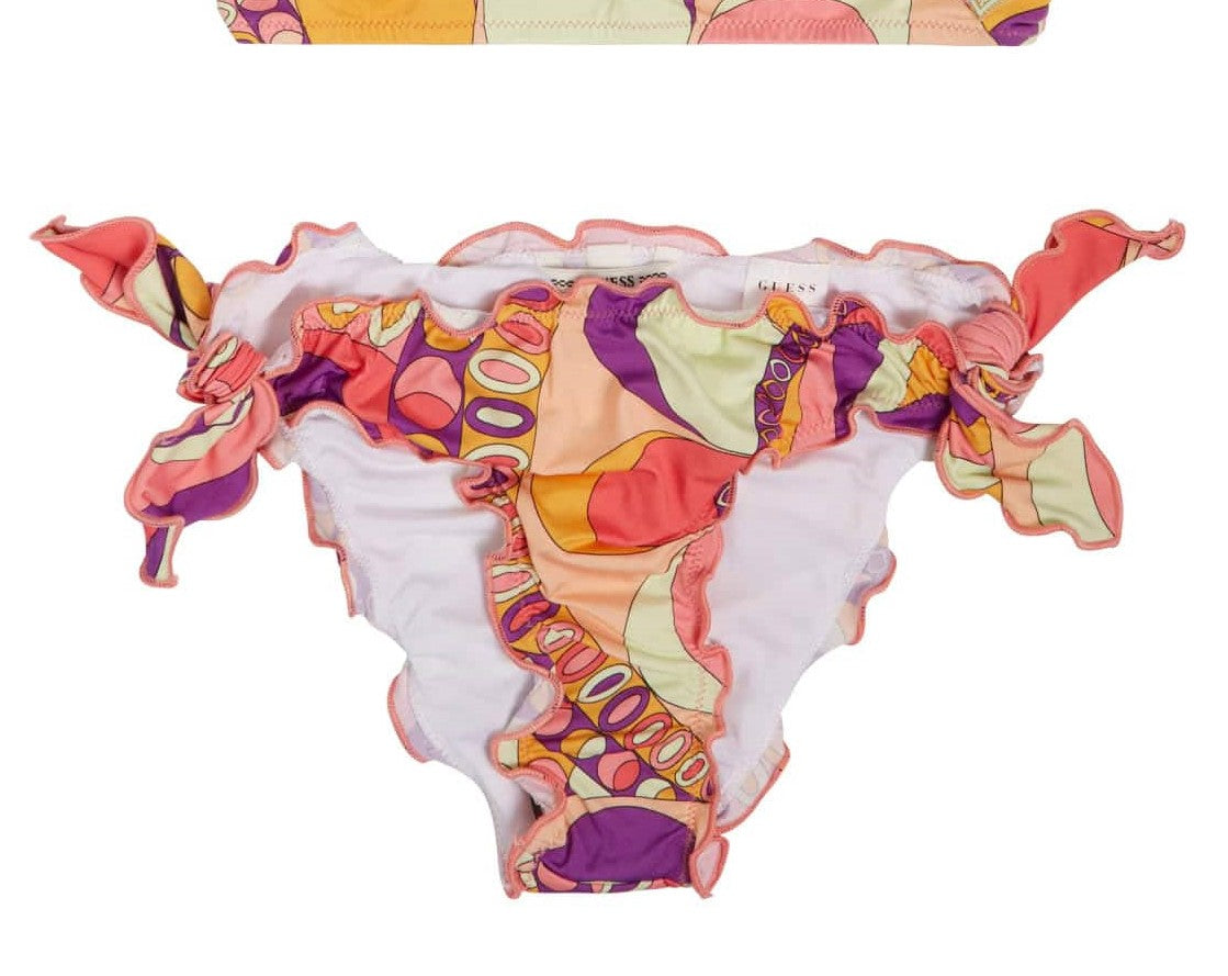 Multicolored swimsuit with ruffles for girls Guess