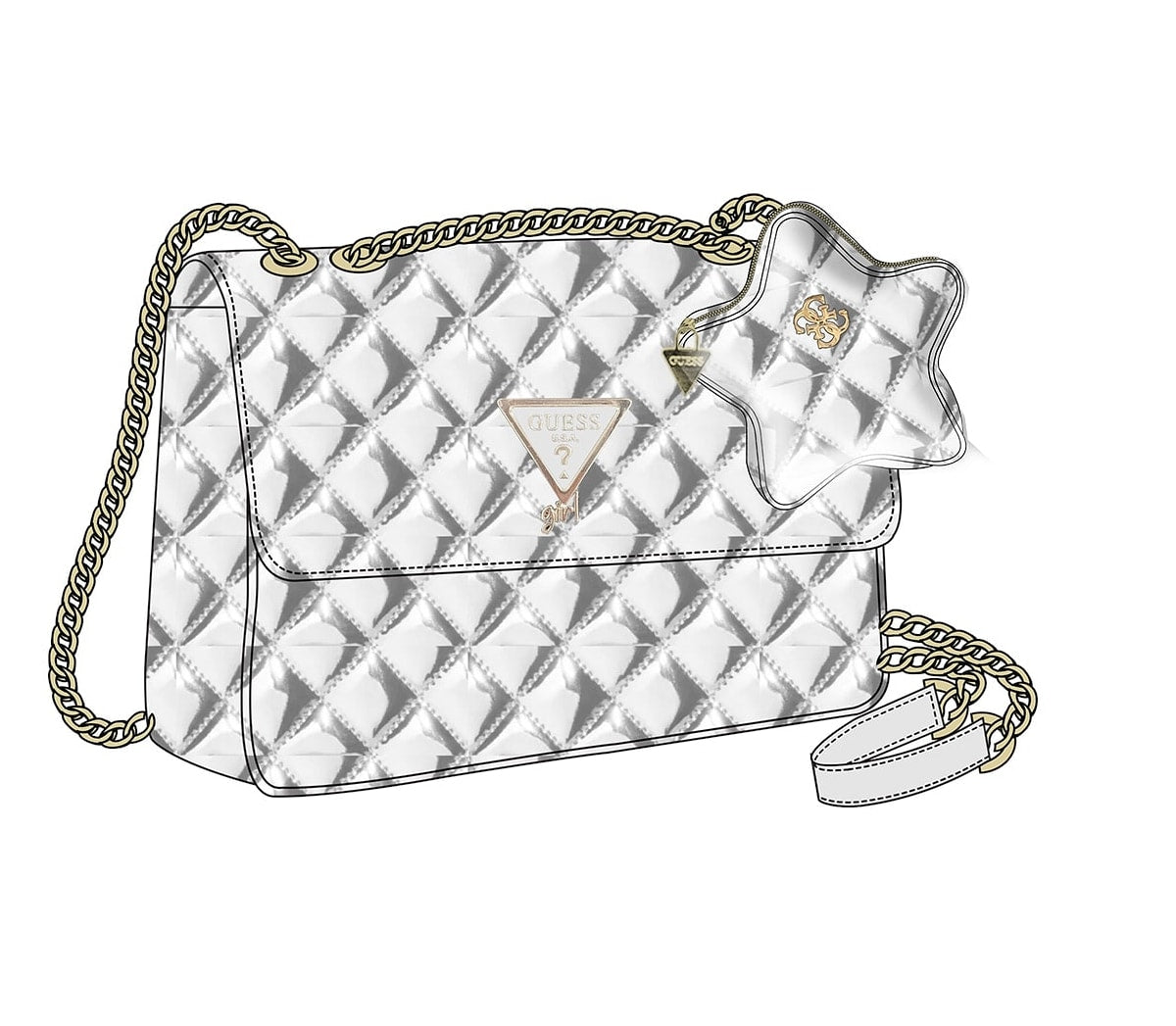 Чанта за момиче в сребро Guess