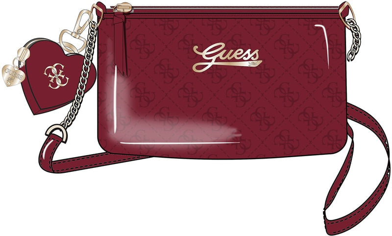 Мини чанта през рамо за момиче Guess в бордо