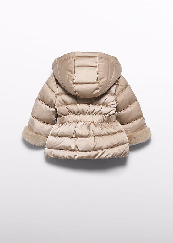 Сатинирана шуба с косъм за бебе момиче ABEL & LULA, цвят златен