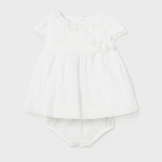 Рокля за момиче в бяло с гащички MAYORAL