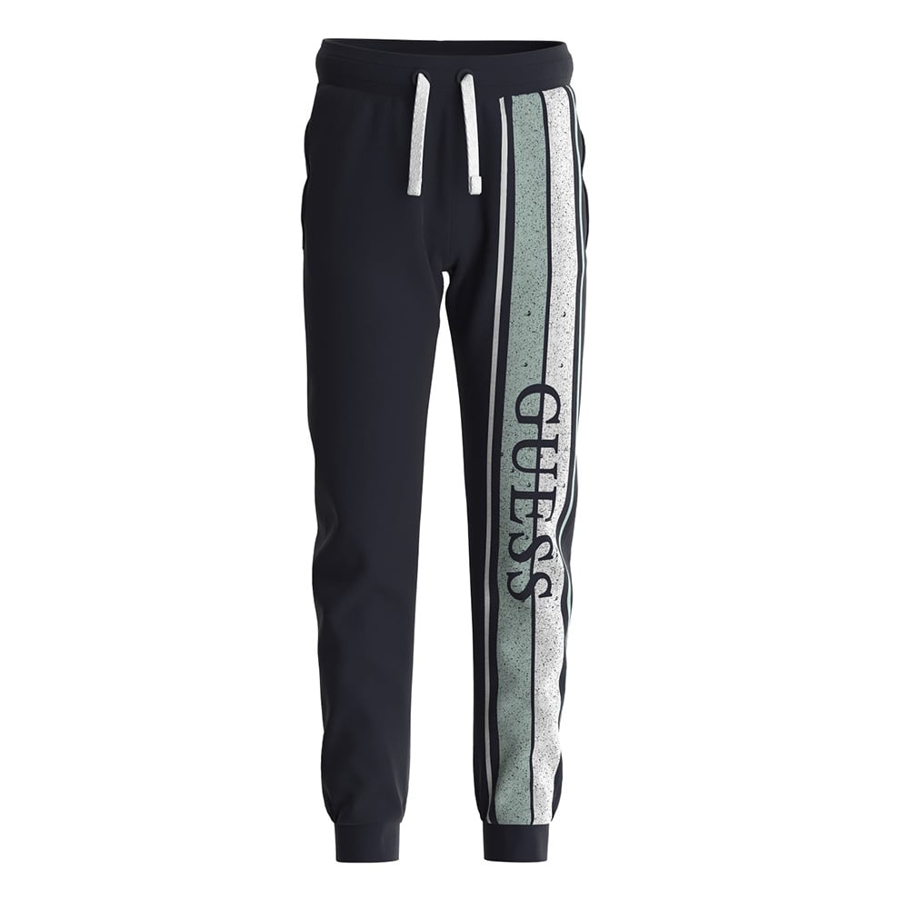 Спортен панталон за момче в зелено с контрастен надпис Guess