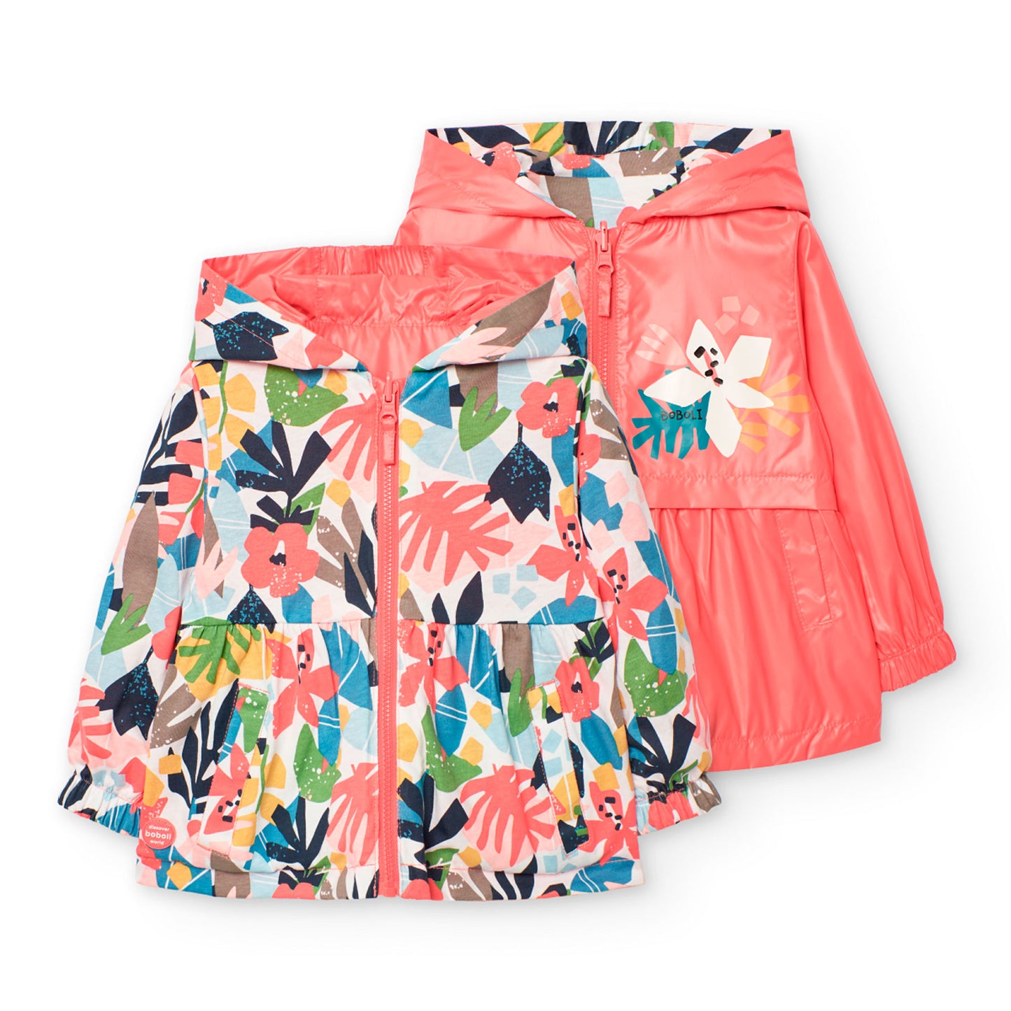 Двулицево яке с качулка и разкроена долна част за момиче Boboli
