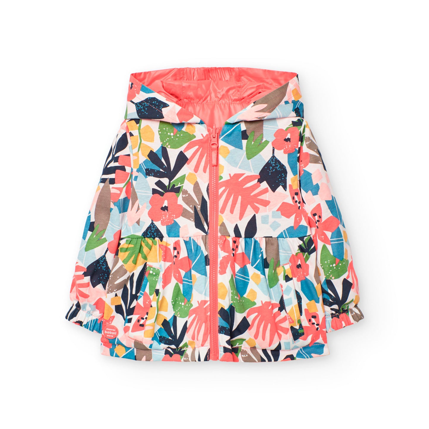 Двулицево яке с качулка и разкроена долна част за момиче Boboli