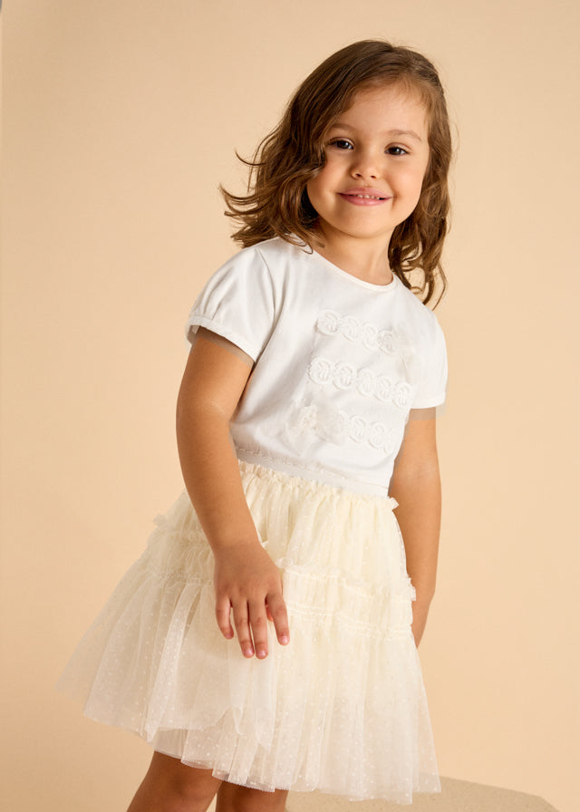 T-shirt for girl in white MAYORAL