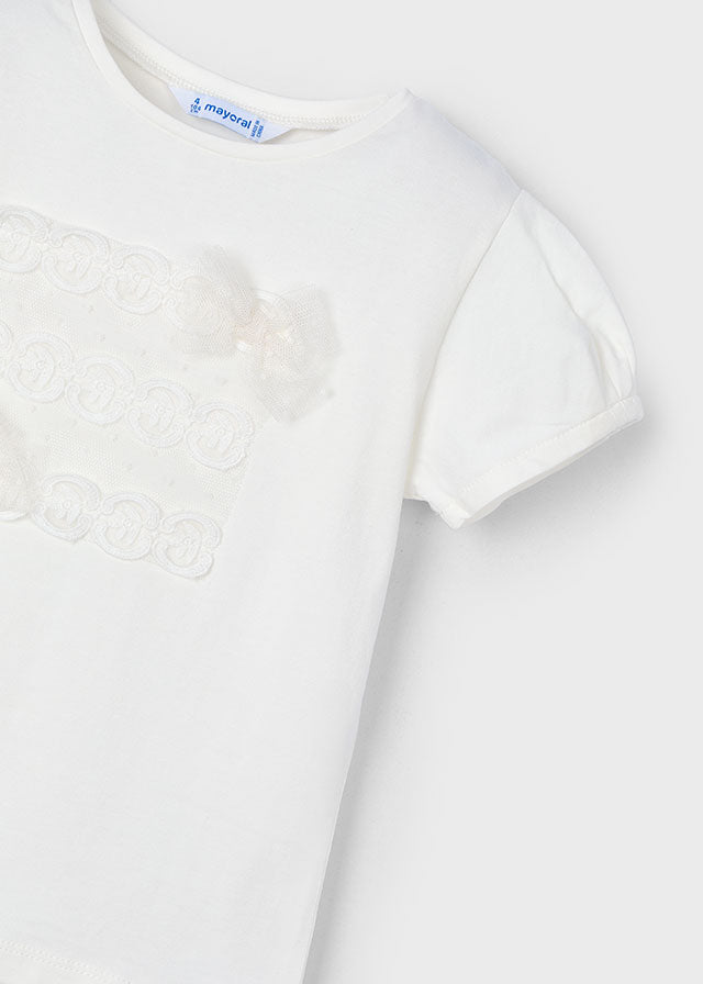 T-shirt for girl in white MAYORAL