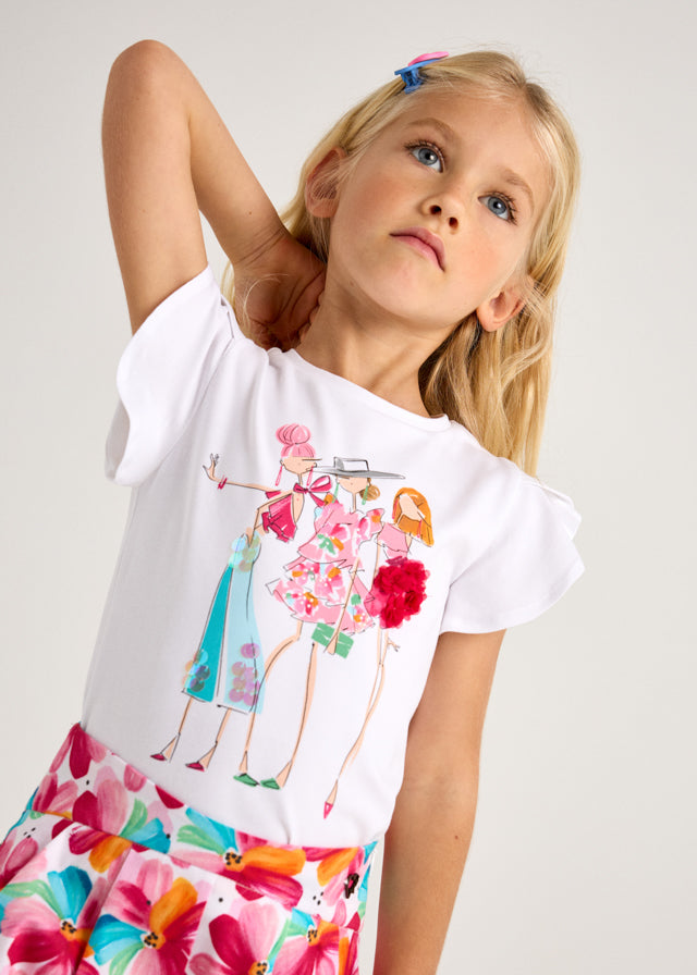T-shirt for girl in white MAYORAL