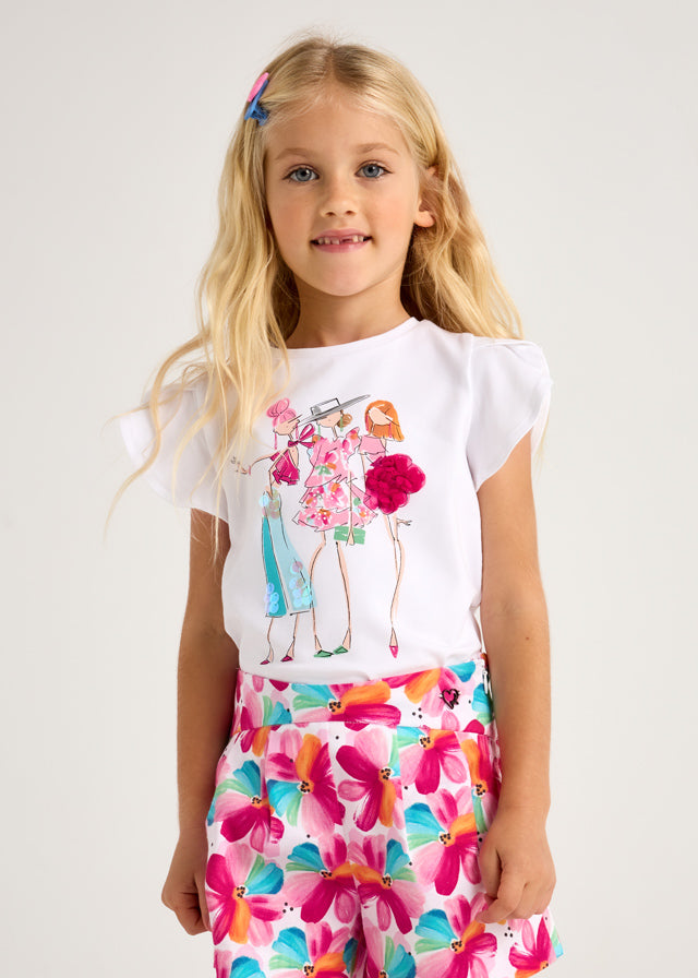 T-shirt for girl in white MAYORAL