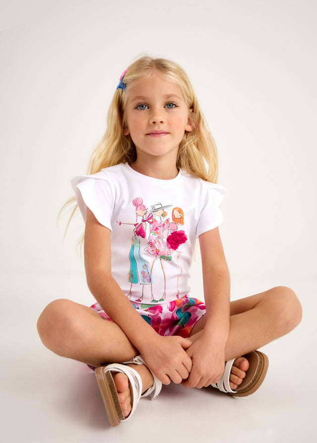 T-shirt for girl in white MAYORAL