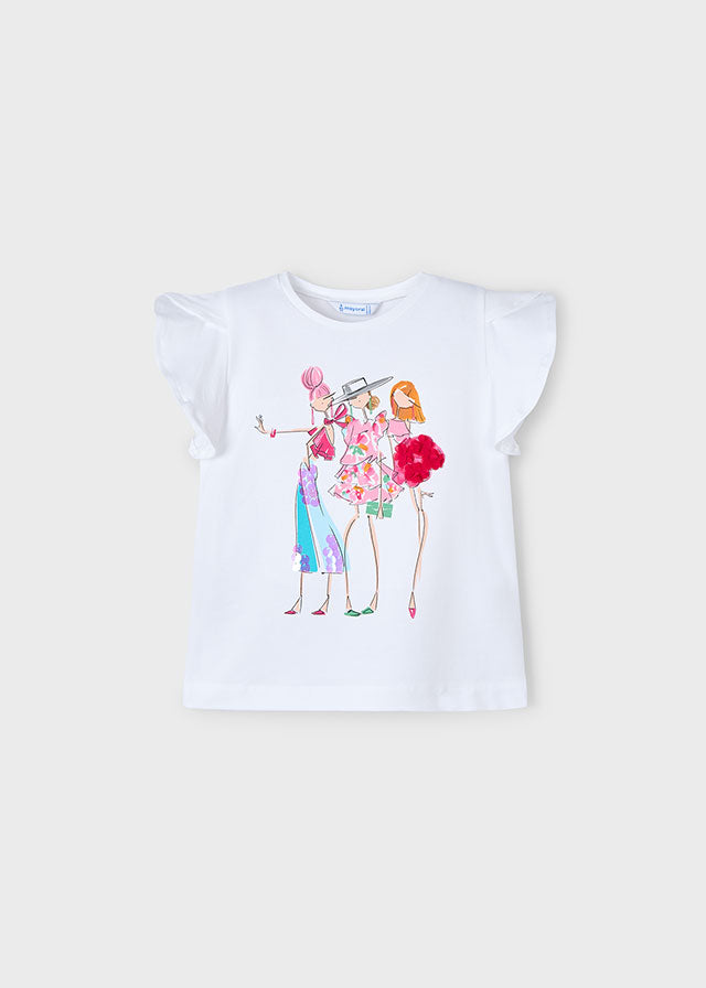T-shirt for girl in white MAYORAL