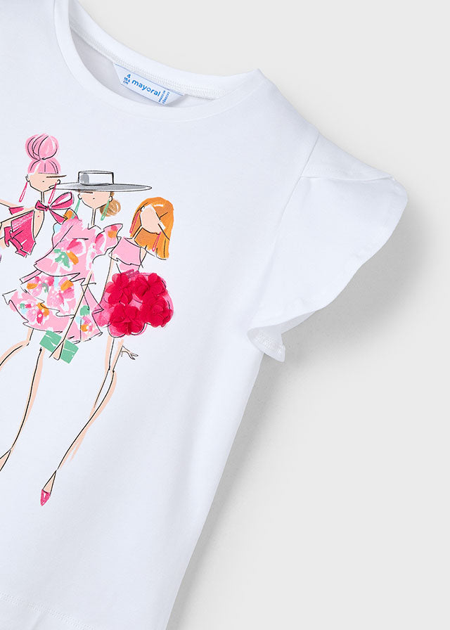 T-shirt for girl in white MAYORAL