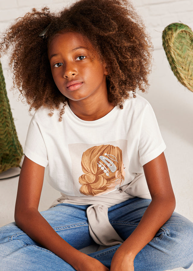 T-shirt for girl in white MAYORAL