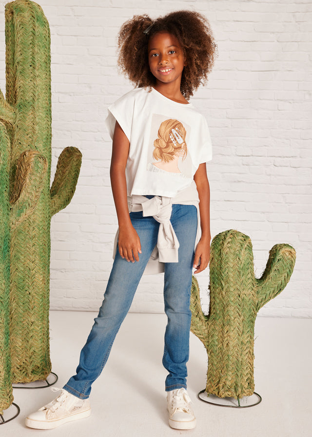 T-shirt for girl in white MAYORAL