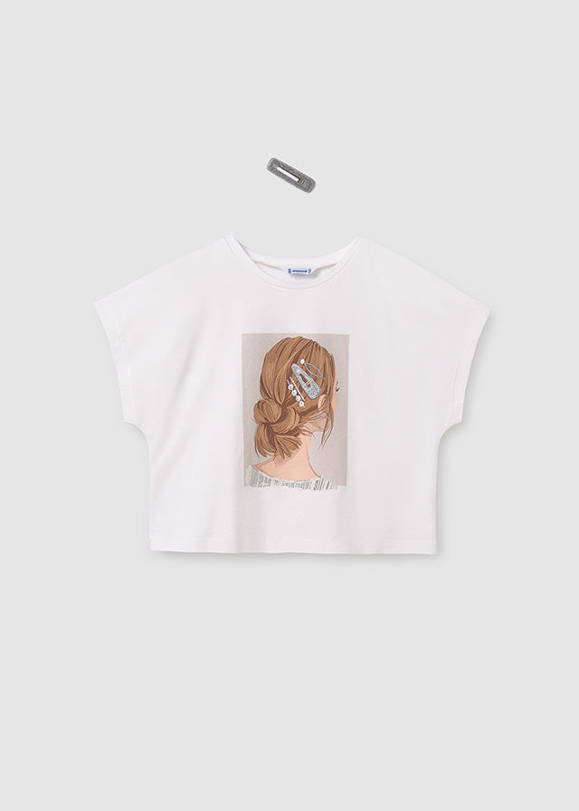 T-shirt for girl in white MAYORAL