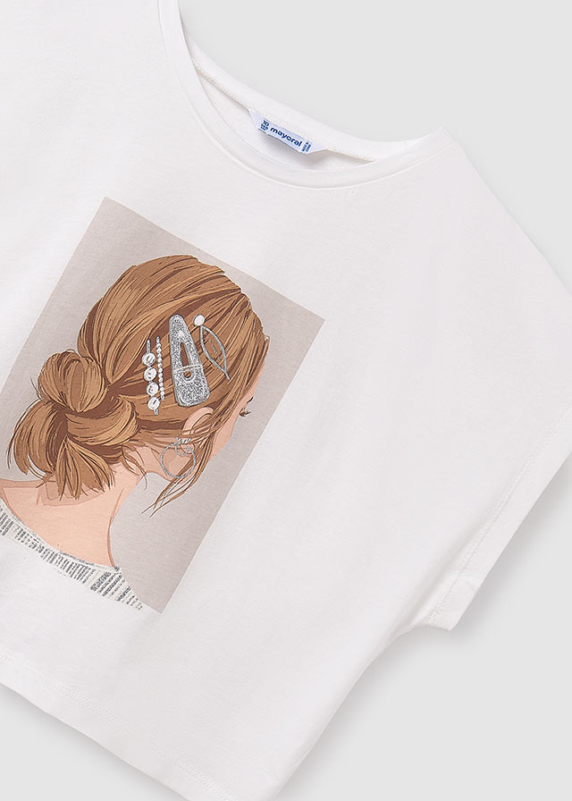 T-shirt for girl in white MAYORAL