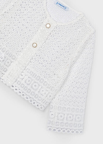 Cardigan for girl in white MAYORAL