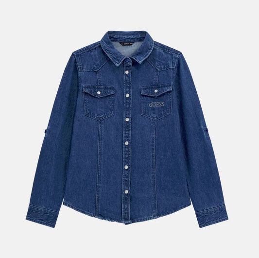 Дънкова риза за момиче с дълъг ръкав Guess