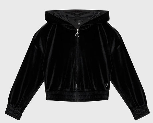 Плюшено горнище за момиче в черно Guess