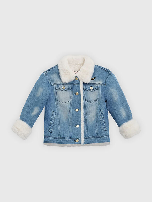 Детско зимно яке деним с бродерия Guess