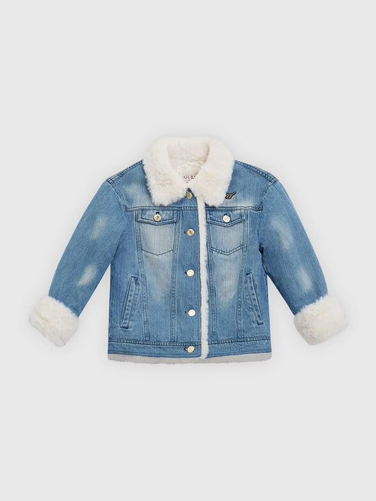 Детско зимно яке деним с бродерия Guess
