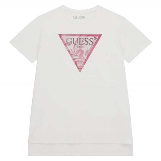 Дълга тениска за момиче в бяло Guess