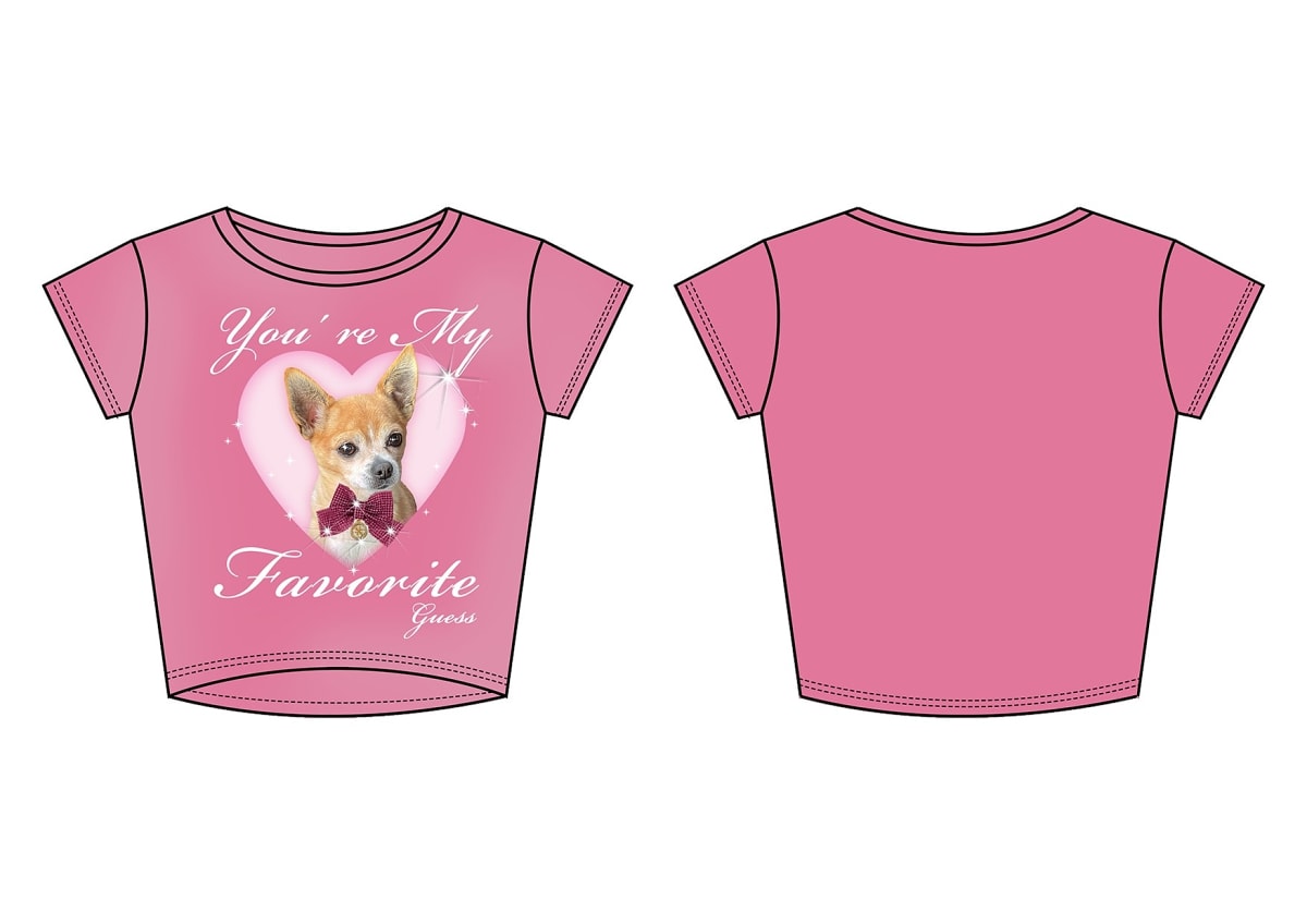 Тениска за момиче в розово Guess