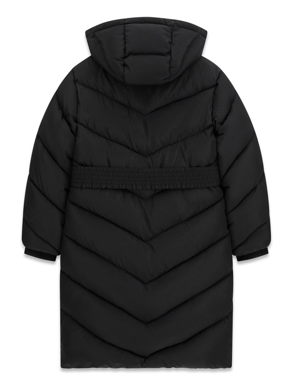 Дълго капитонирано яке с качулка за момиче Guess в черно