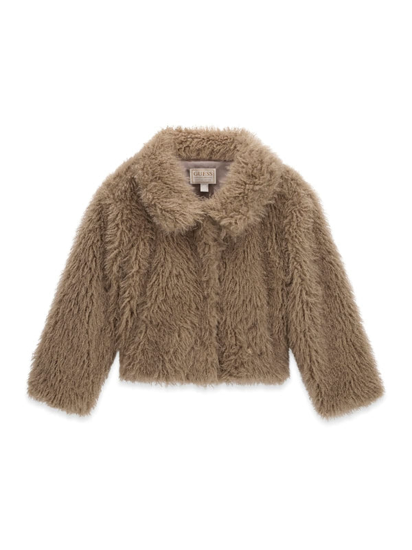 Яке от изкуствен косъм за момиче Guess в цвят глина