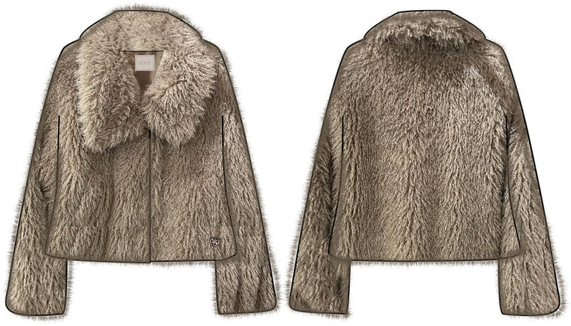 Яке от изкуствен косъм за момиче Guess в цвят глина