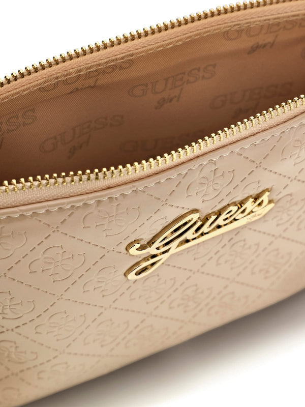 Мини чанта през рамо за момиче Guess в пясъчен цвят