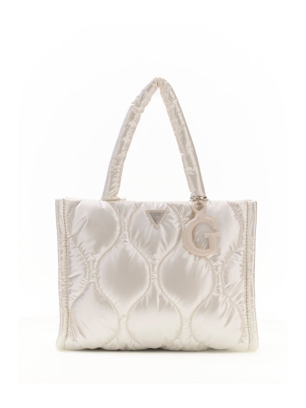 Капитонирана чанта тоут за момиче Guess в кремаво