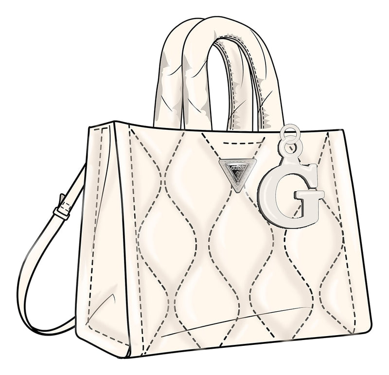Капитонирана чанта тоут за момиче Guess в кремаво