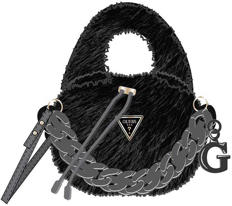 Чанта от изкуствен косъм за момиче Guess в черно