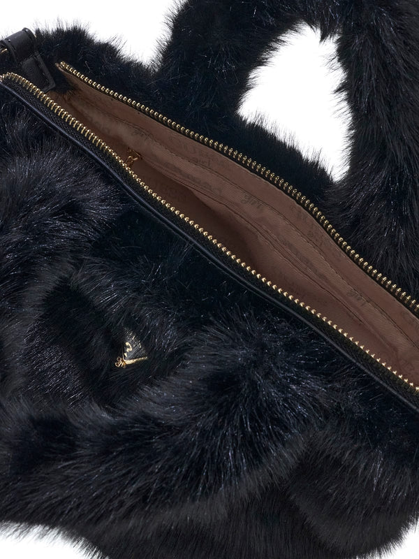 Чанта тоут от изкуствен косъм за момиче Guess в черно