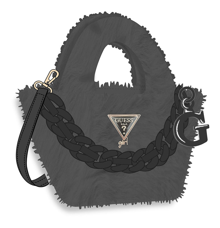 Чанта тоут от изкуствен косъм за момиче Guess в черно
