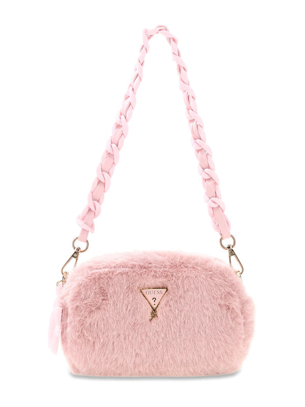 Камера чанта от изкуствен косъм за момиче Guess в лилаво