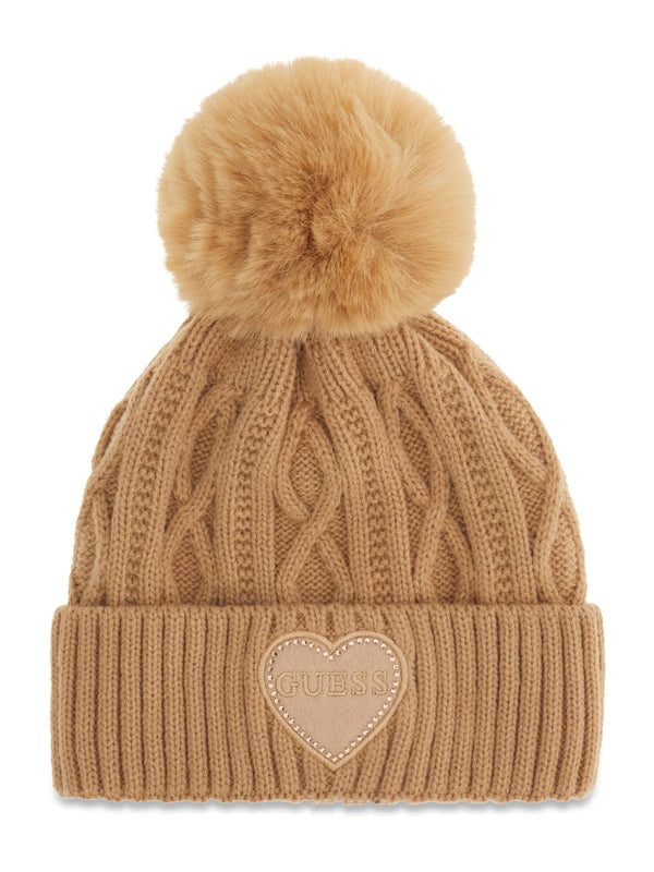 Шапка с помпон за момиче Guess в нюд