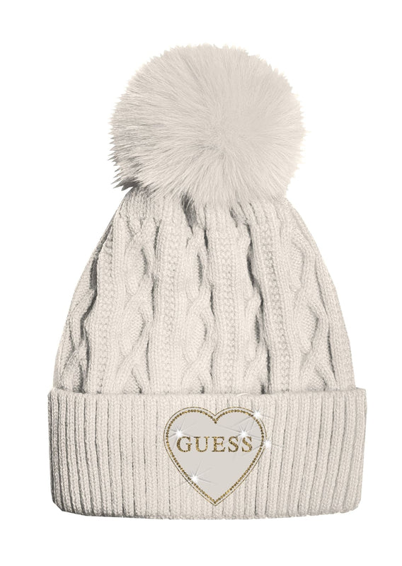 Шапка с помпон за момиче Guess в каменно сиво