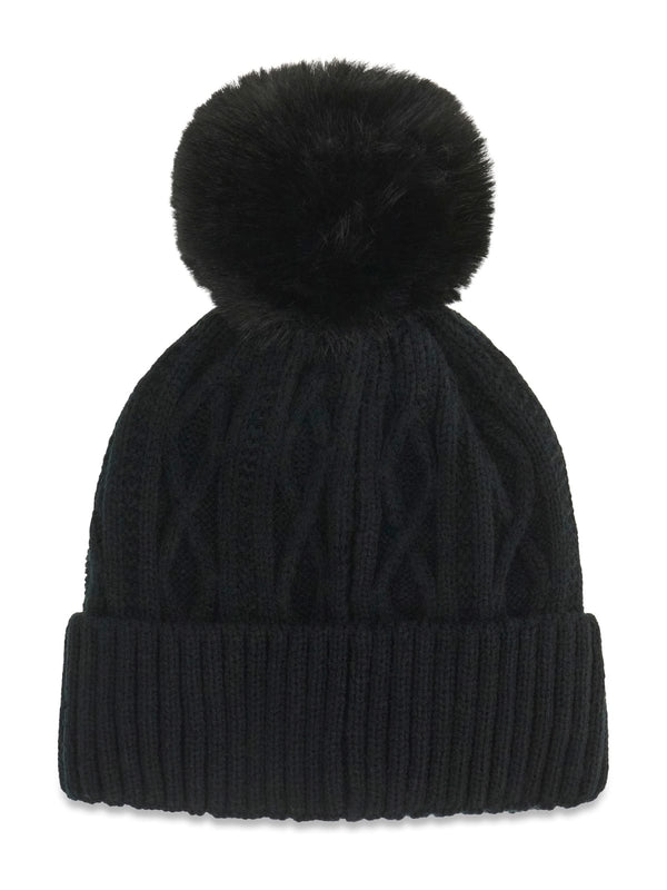 Шапка с помпон за момиче Guess в черно