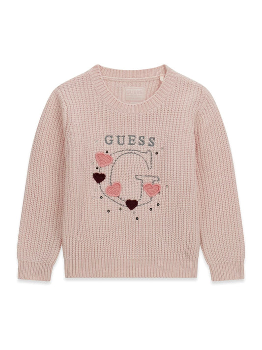 Розов пуловер за момиче Guess