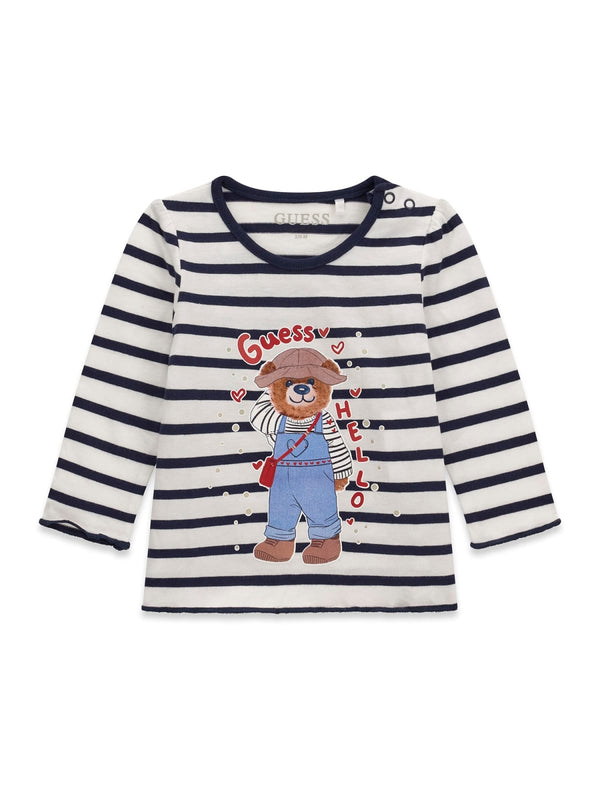 Блуза на райе за момиче Guess в бяло и синьо