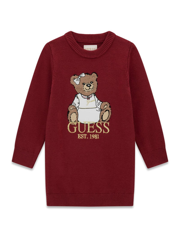Плетена рокля за момиче Guess в бордо