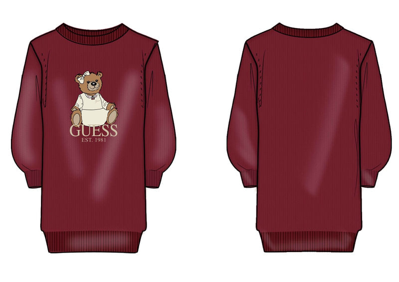 Плетена рокля за момиче Guess в бордо
