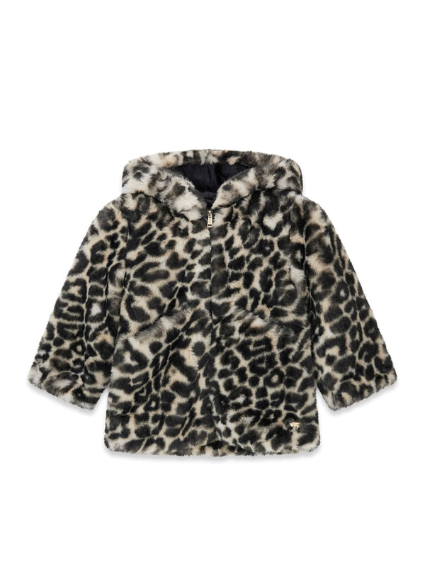 Яке от изкуствен косъм с леопардов принт за момиче Guess