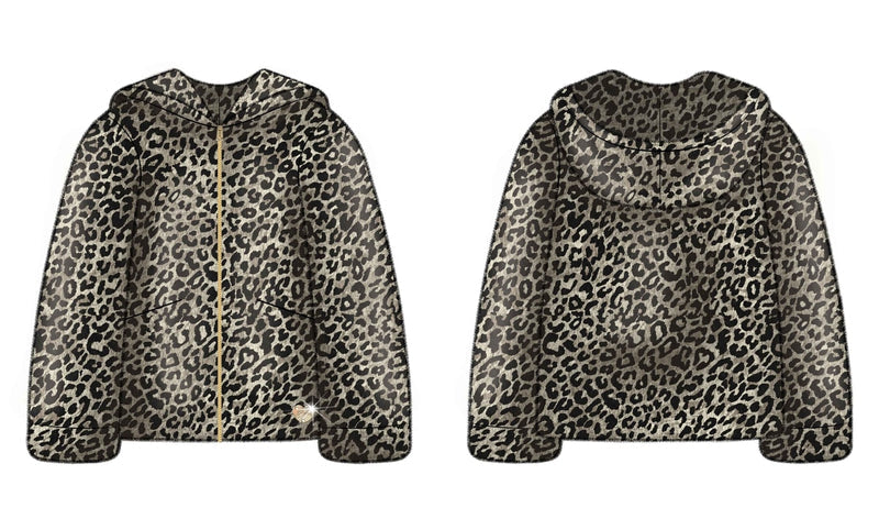 Яке от изкуствен косъм с леопардов принт за момиче Guess