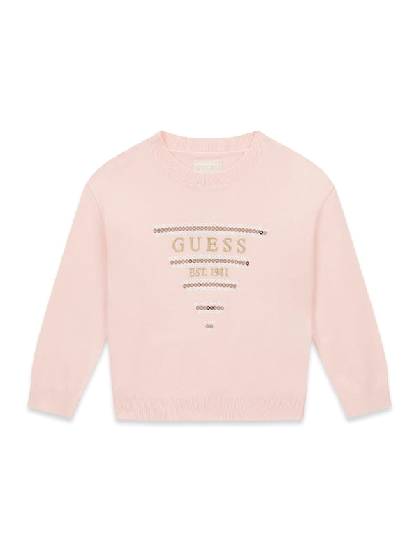 Пуловер с дълъг ръкав за момиче Guess в розово