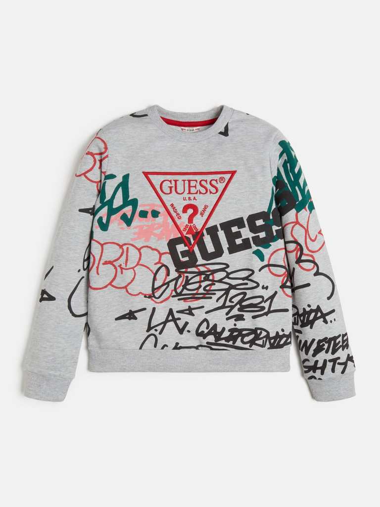 Плътна блуза за момче в сиво Guess