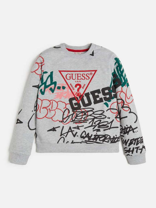 Плътна блуза за момче в сиво Guess