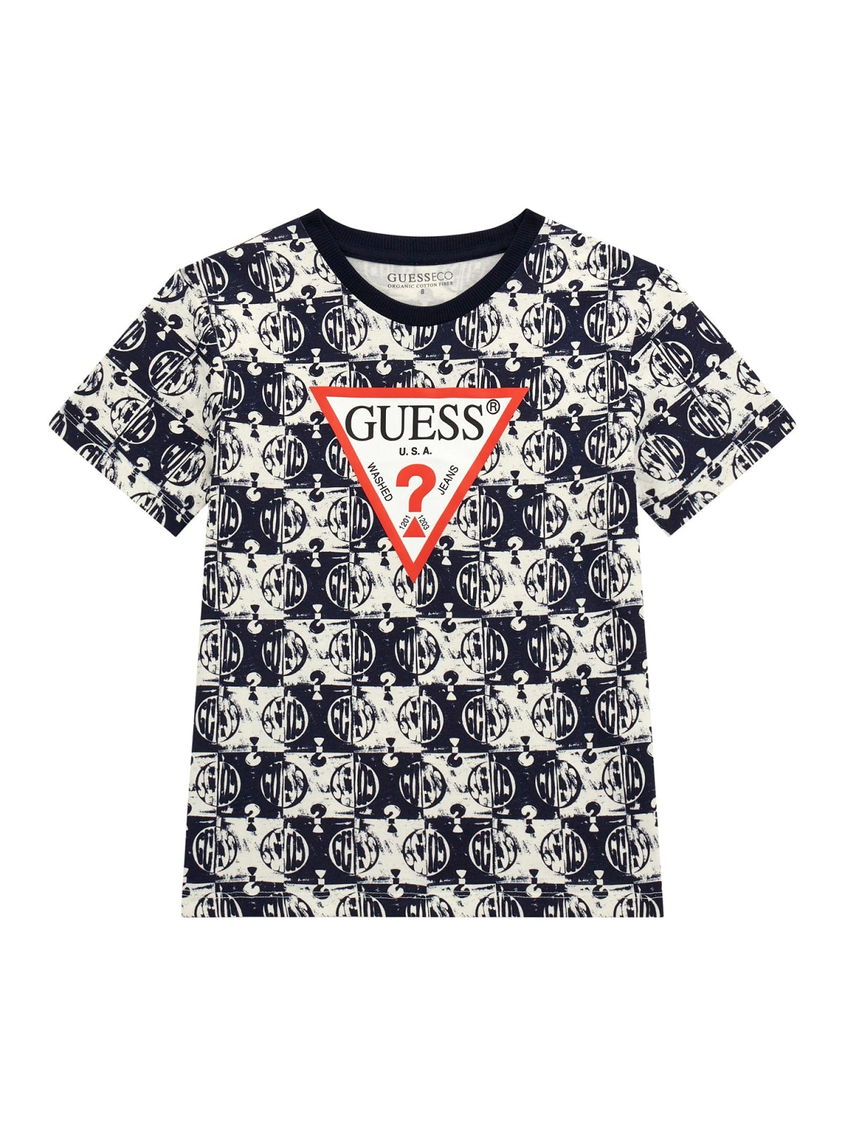 Детска памучна тениска за момче Guess в бяло и черно P71M