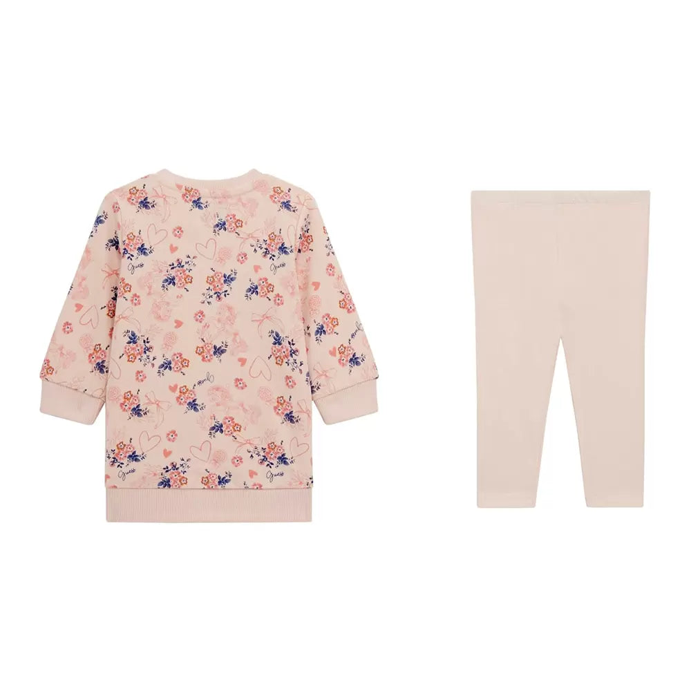 Pink floral tunic and leggings set for baby Guess